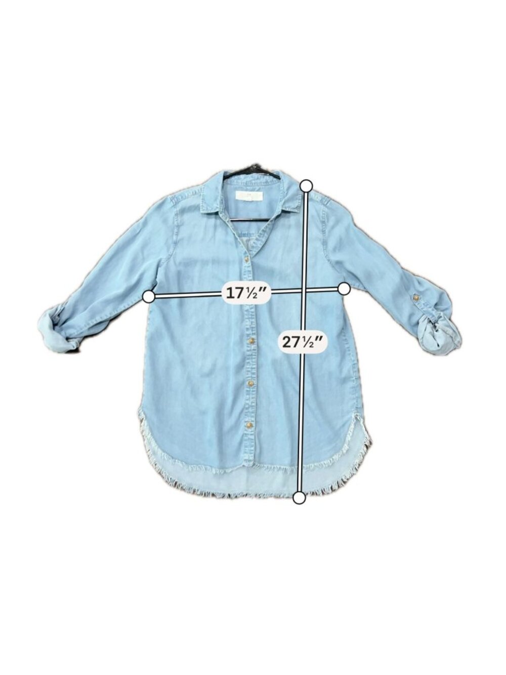 Thread + Supply Small Blue Tencel Button-Down Frayed Shirt Minimalist Coastal - Picture 7 of 11